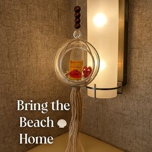 Coastal Beach Terrarium Ornament – Adirondack Chair, Seashells & Red Flip-Flops